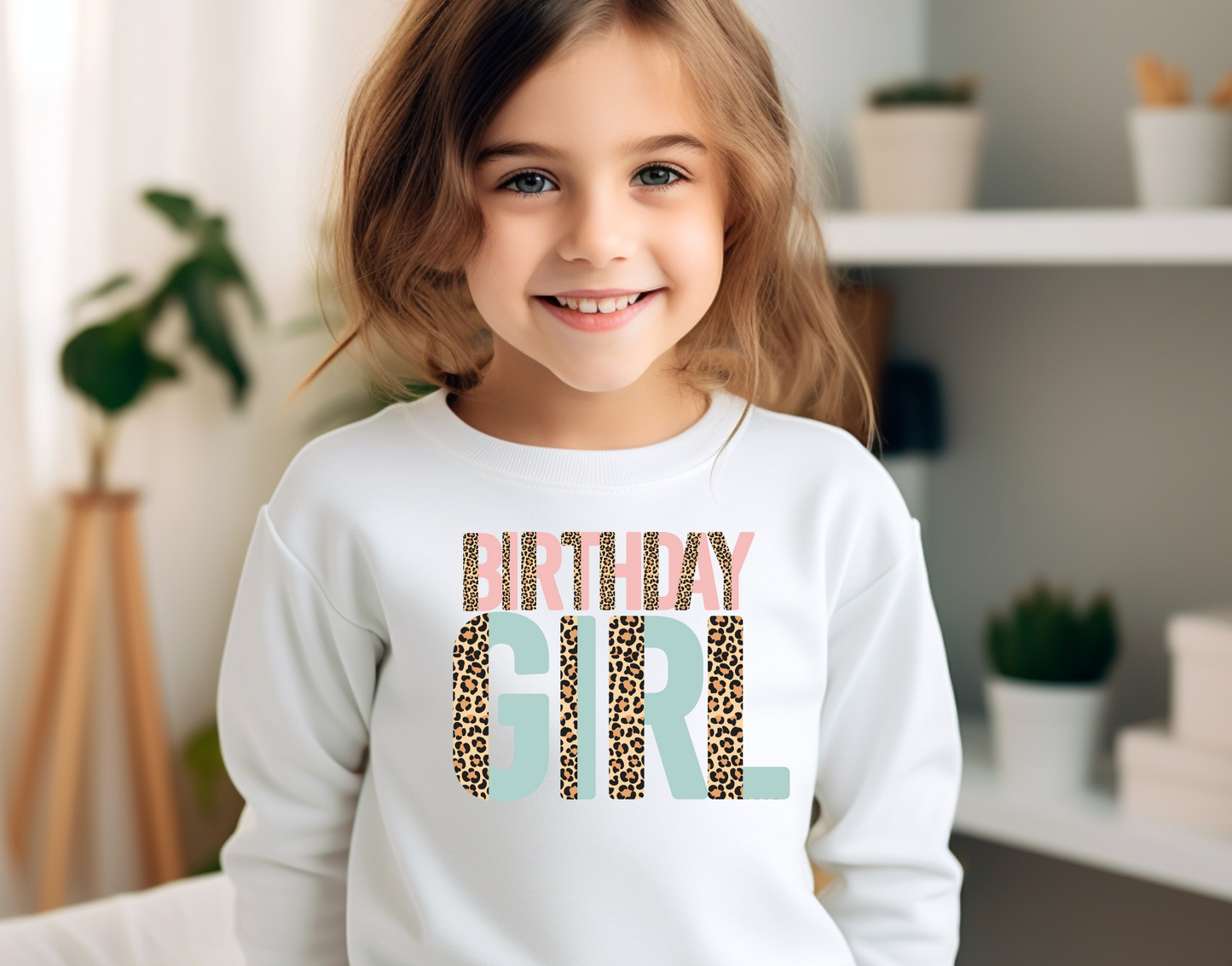 Birthday Girl Leopard Pink and Blue DTF Transfer