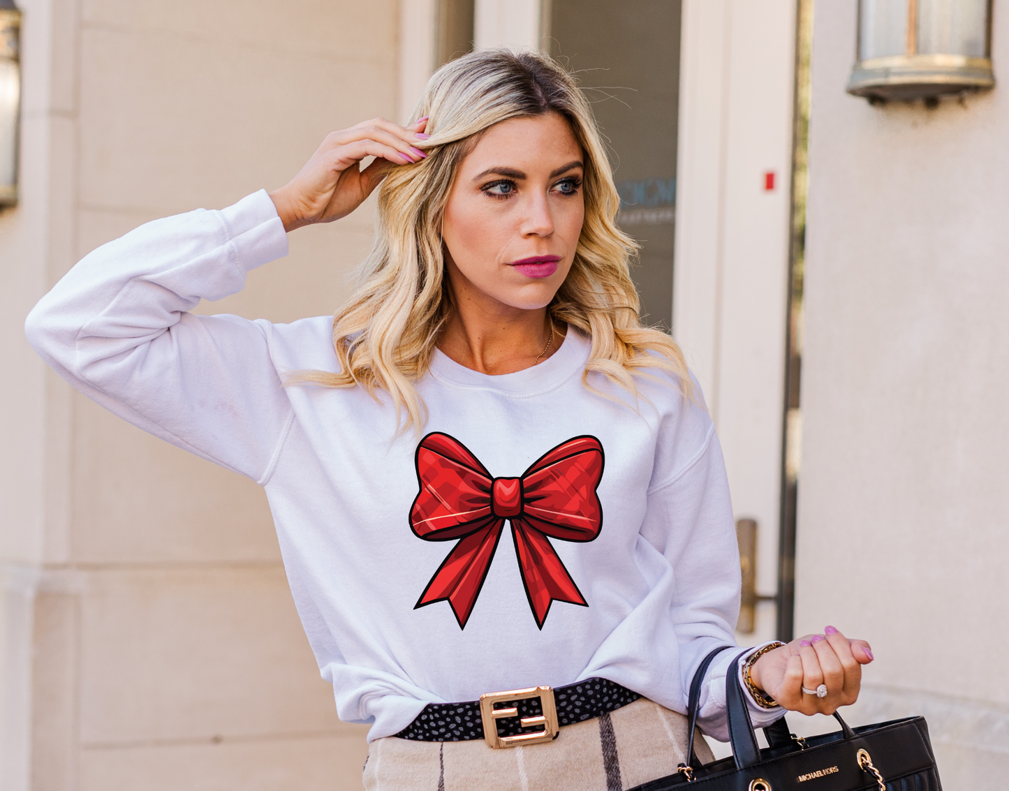 Bow Red Plaid DTF Transfer