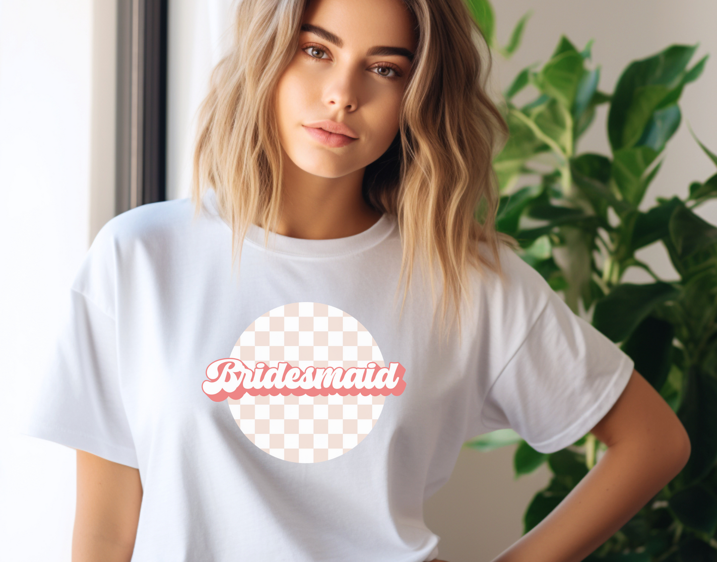 Bridesmaid Pink Plaid DTF Transfer