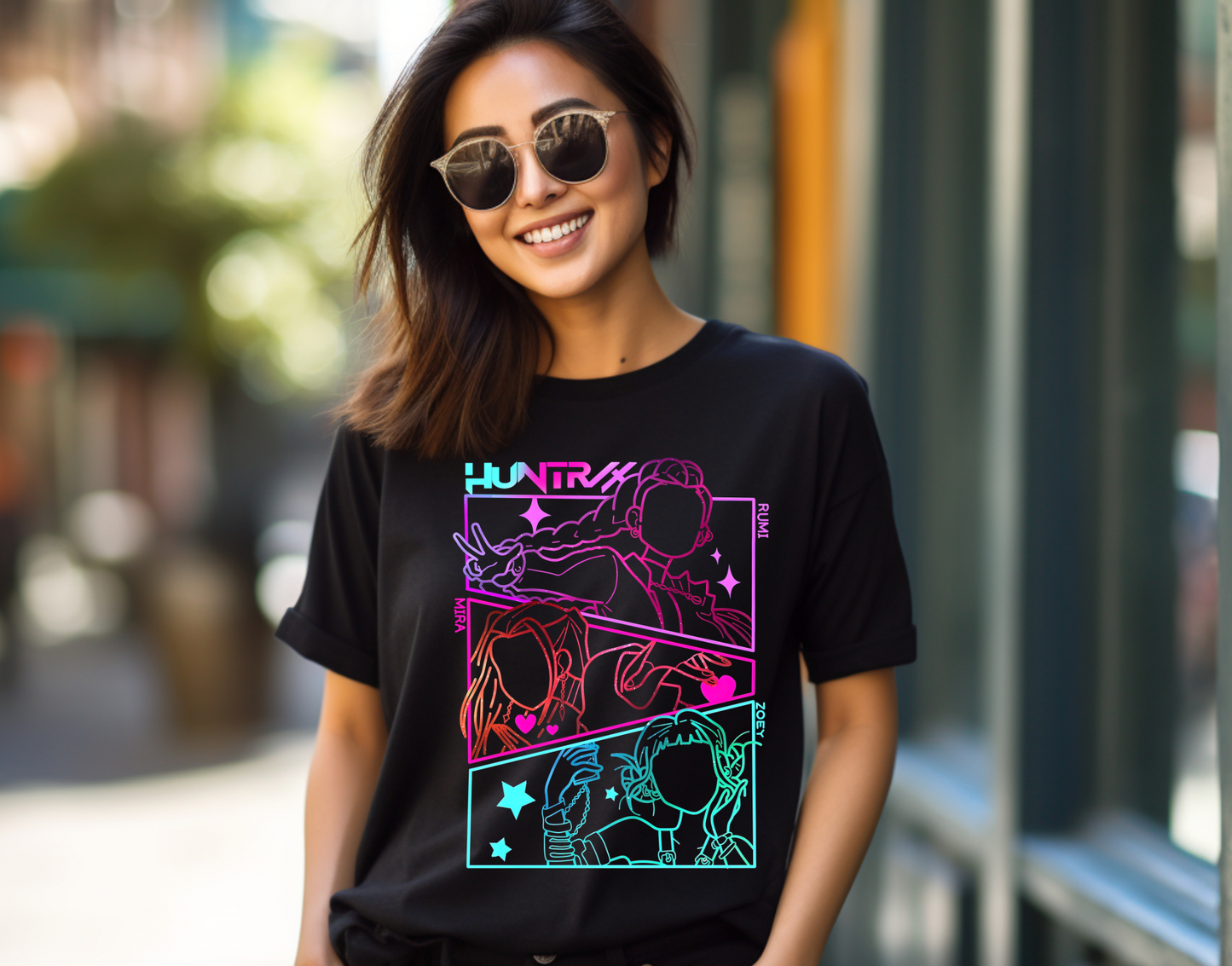 Huntrix Outline Neon Adult DTF Transfer