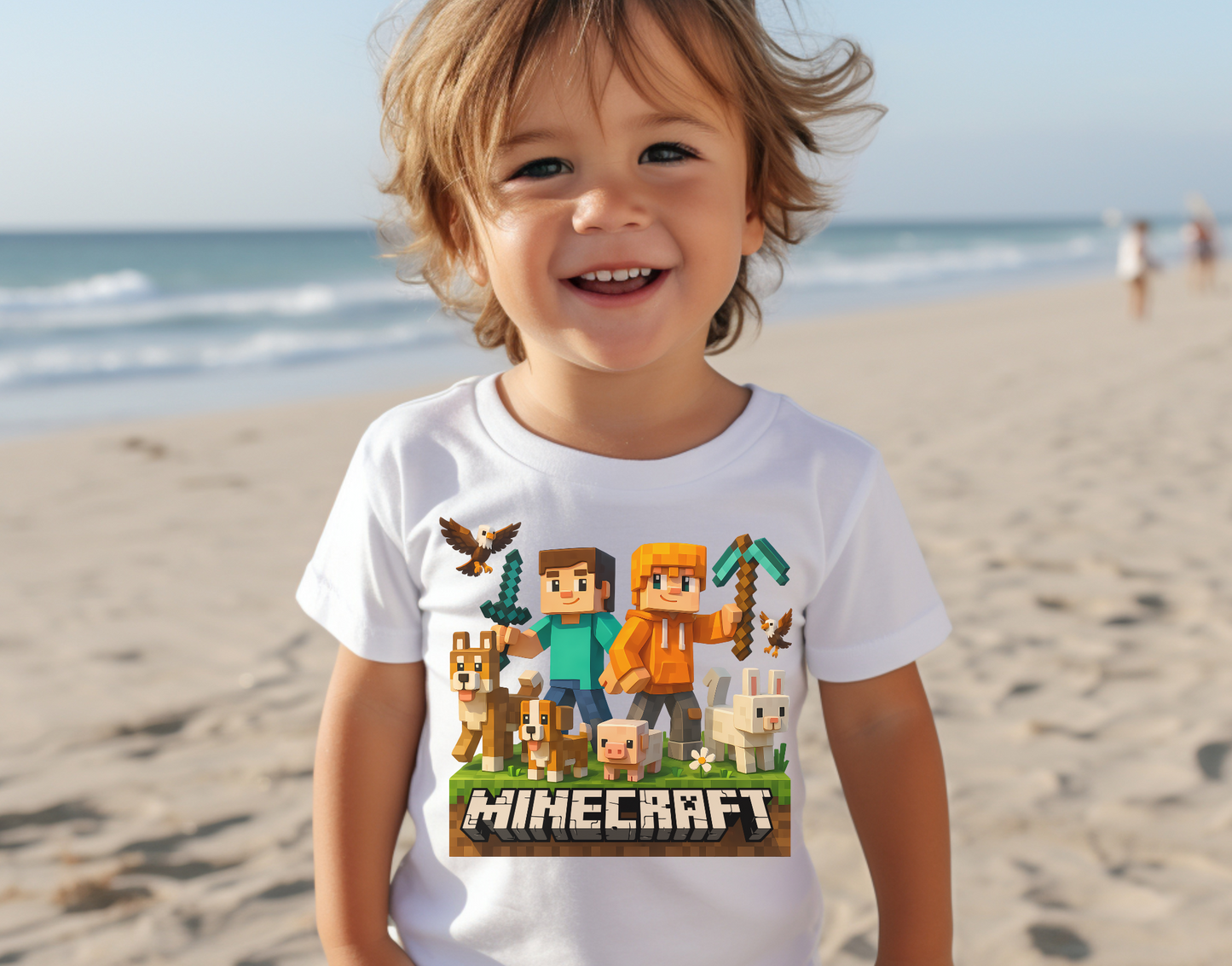 Minecraft Steve Four Pets and Eagles DTF Transfer