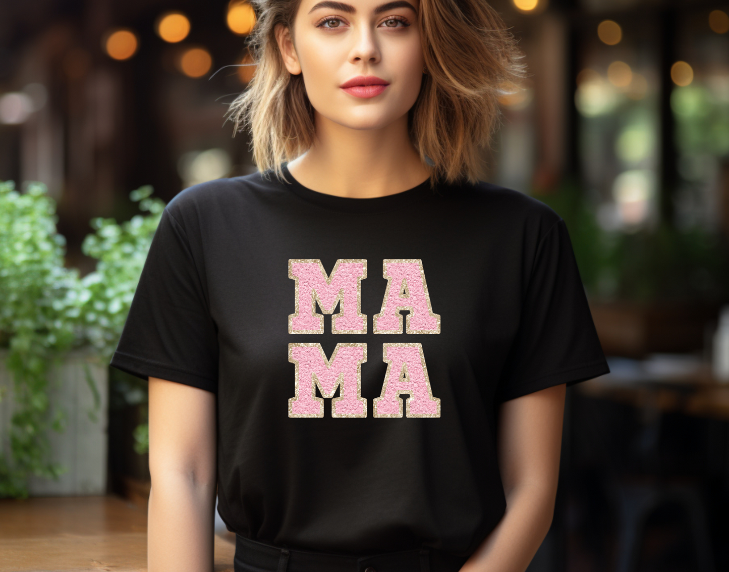Mama Glitter Gold and Pink DTF Transfer