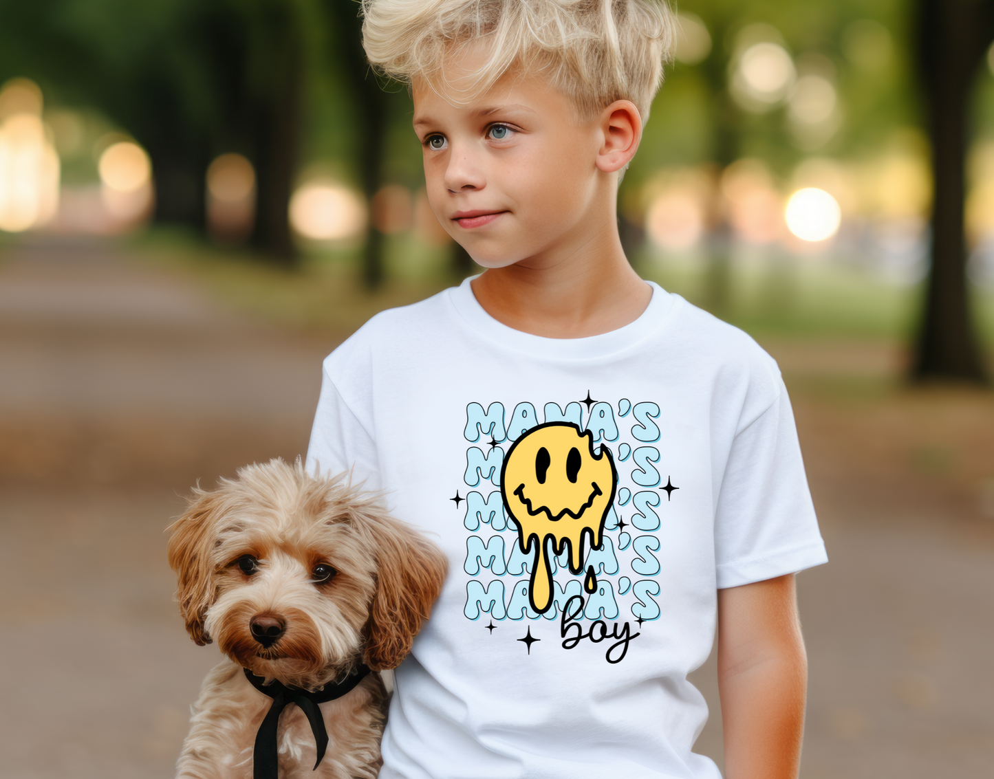 Mama's Boy Melted Smiley Face DTF Transfer