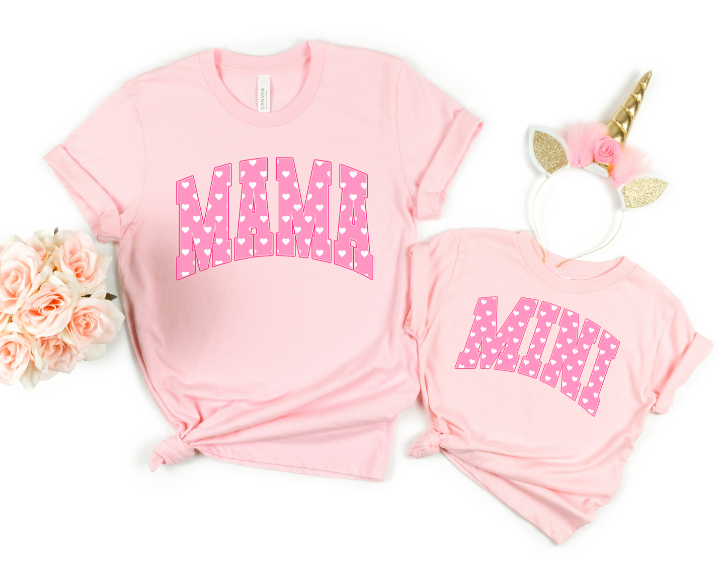 Mama and Mini Pink Hearts Valentines DTF Transfer