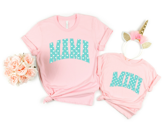 Mama and Mini Blue Hearts Valentines DTF Transfer