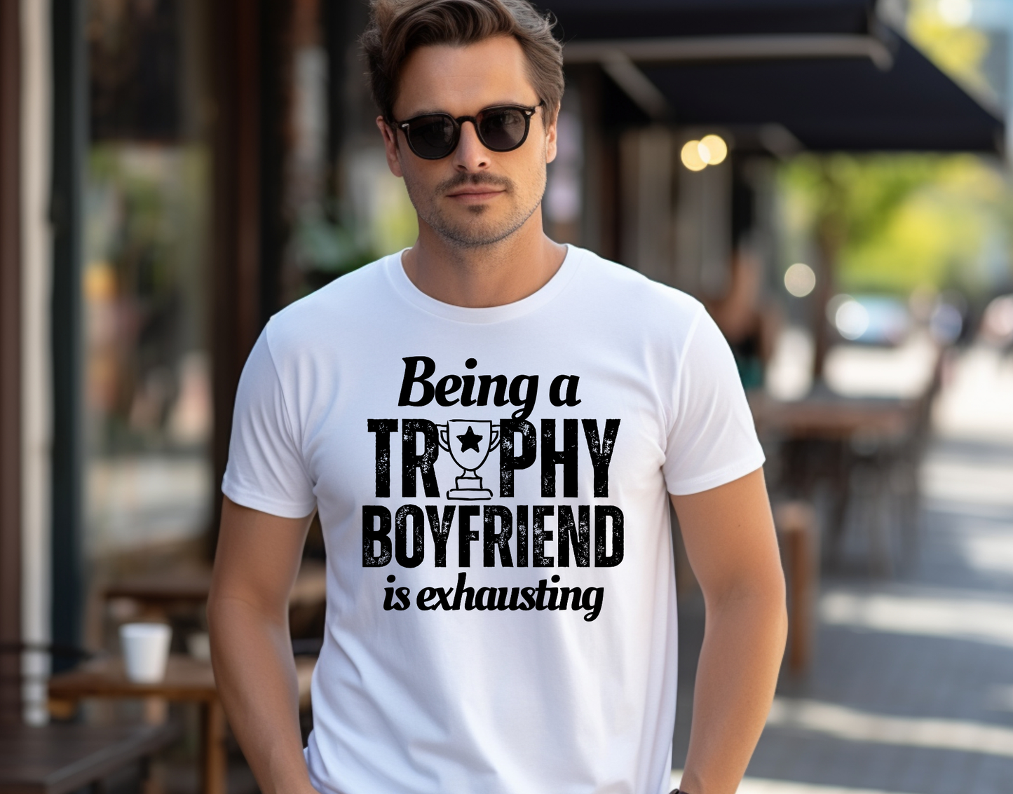 Being a Trophy Boyfriend is Exhausting Blue DTF Transfer