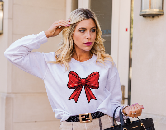 Bow Red Plaid DTF Transfer