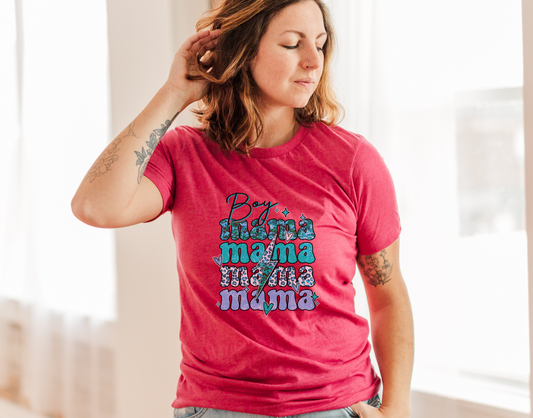Boy Mama Four Blue DTF Transfer
