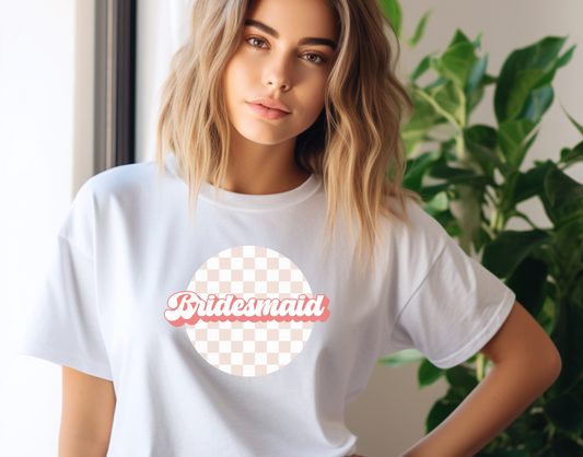 Bridesmaid Pink Plaid DTF Transfer