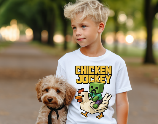 Chicken Jockey Yellow Words DTF Transfer