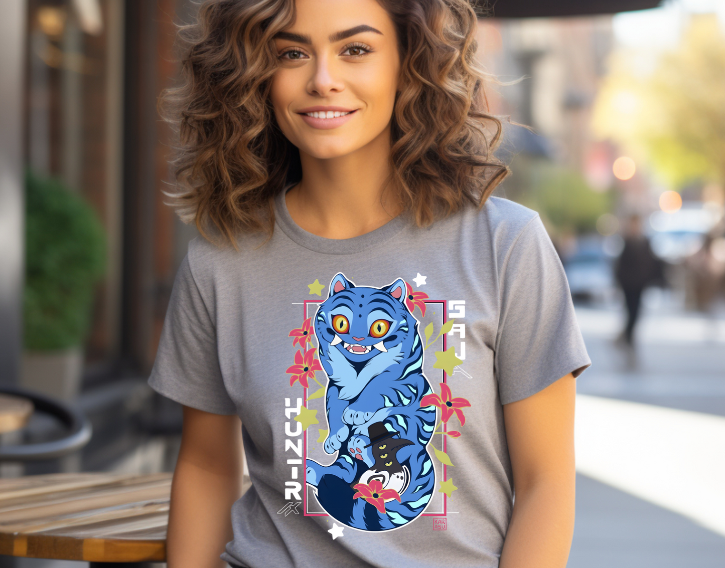 Derpy Blue Tiger Floral  Adult DTF Transfer