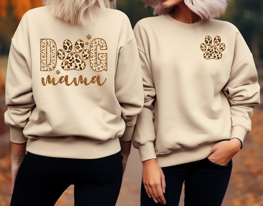 Dog Mama Gold Glitter Leopard Back and Pocket DTF Transfer