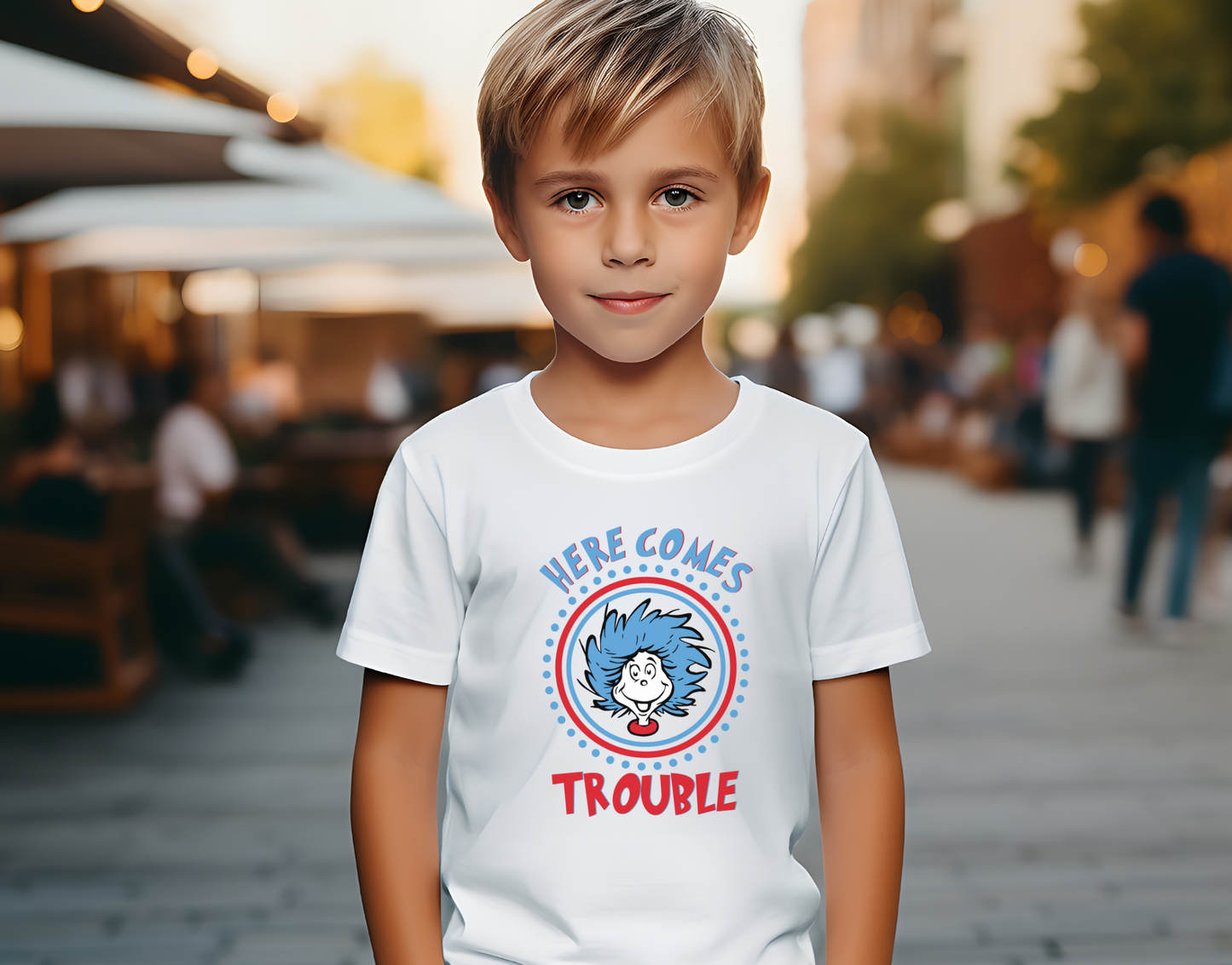 Dr. Seuss Here Comes Trouble Boy DTF Transfer