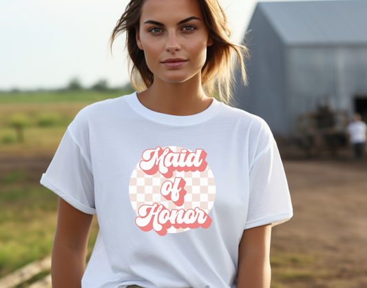 Maid of Honor Pink Plaid DTF Transfer