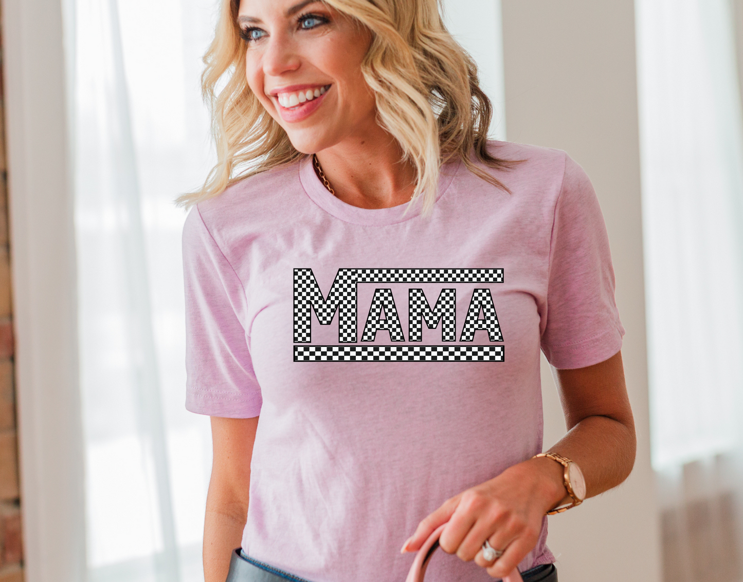 Mama Checkered Black DTF Transfer