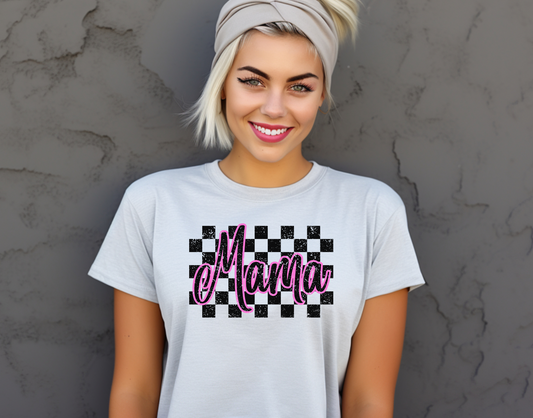 Mama Pink Checkered DTF Transfer