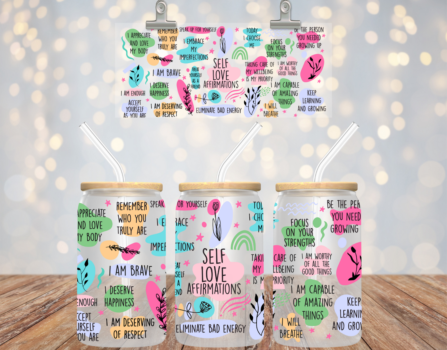 Self Love Affirmations UV DTF Transfer