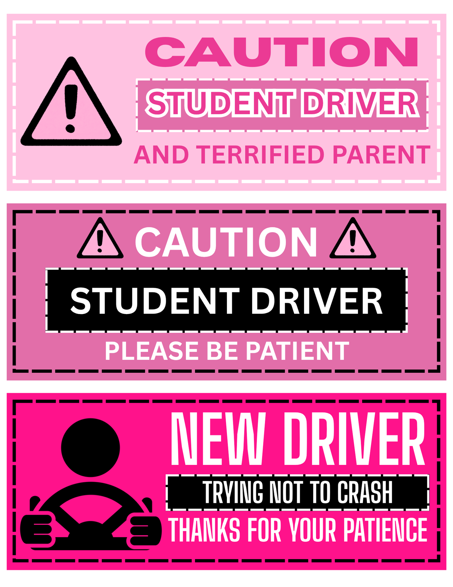Pink Student and New Driver Magnets