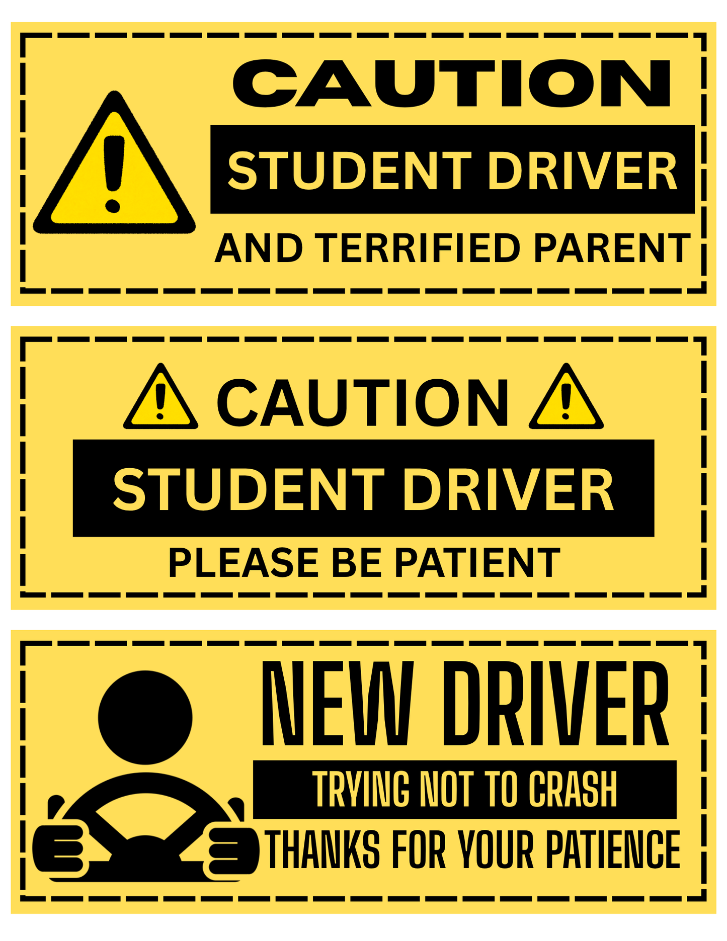 Yellow Student and New Driver Magnets