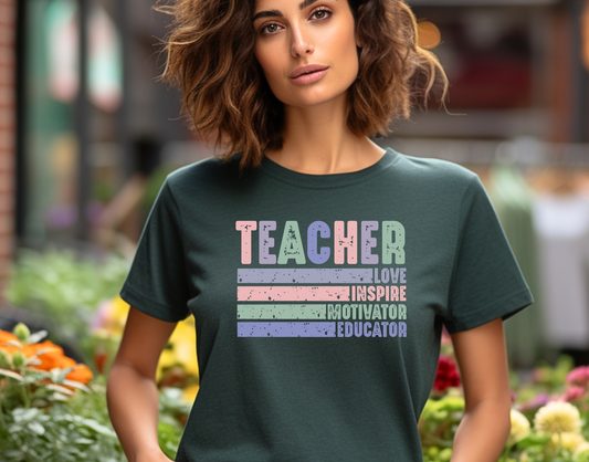 Teacher Love Inspire Motivator Educator DTF Transfer
