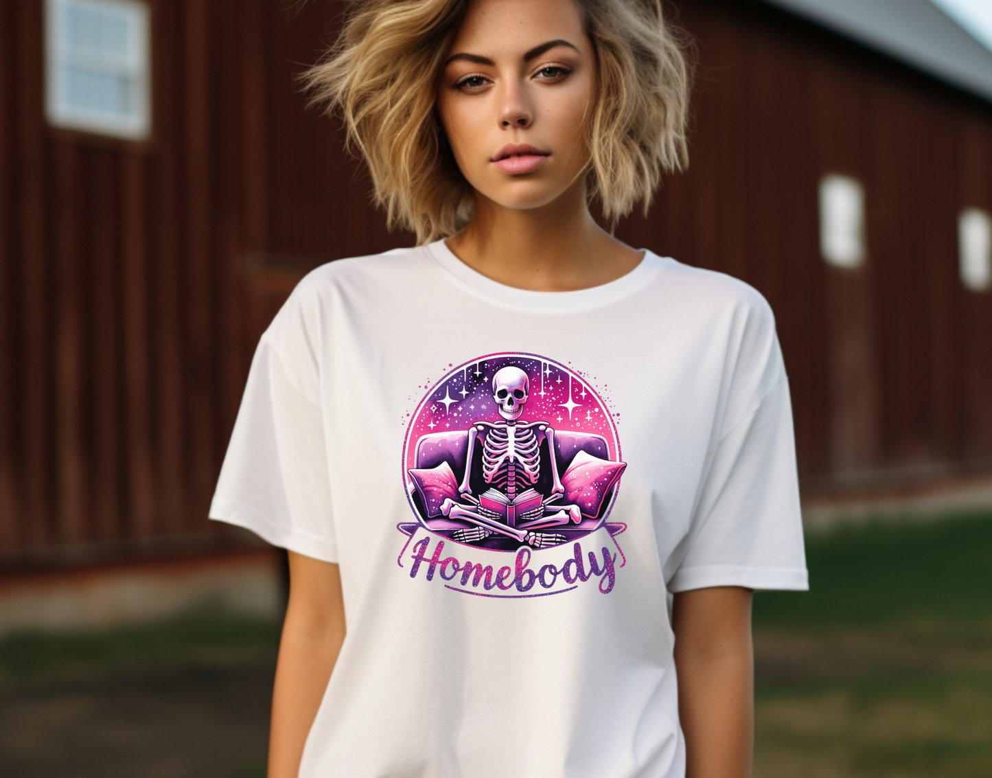 Homebody Skeleton Book DTF Transfer