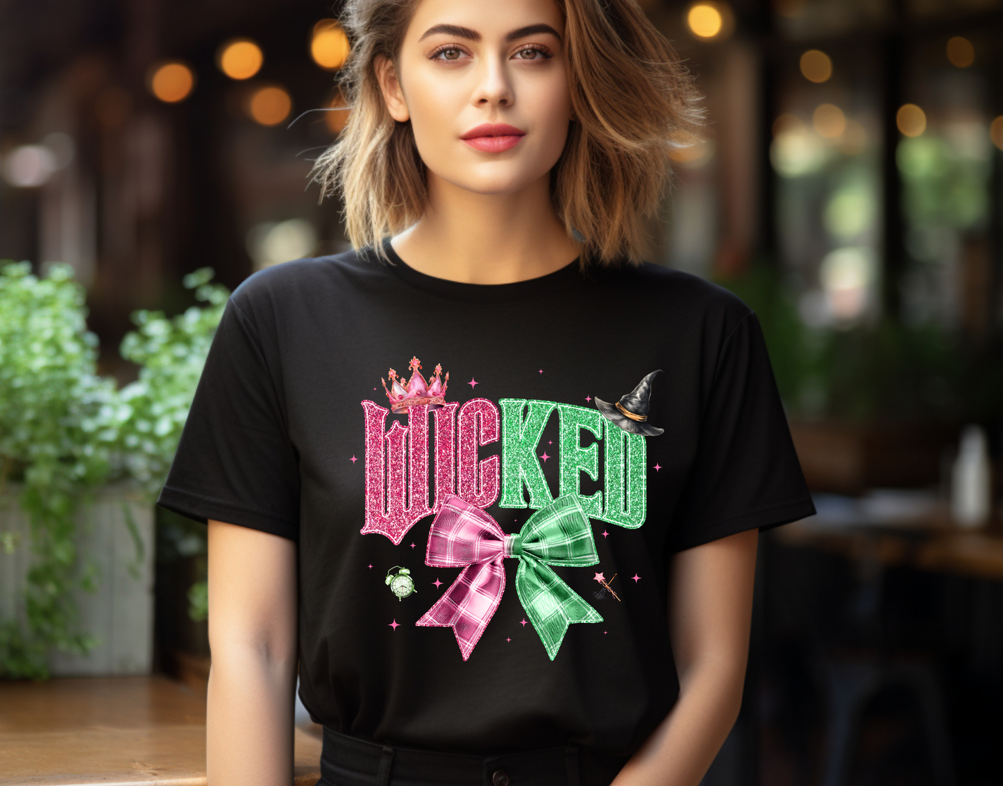 Wicked Glitter and Bow DTF Transfer